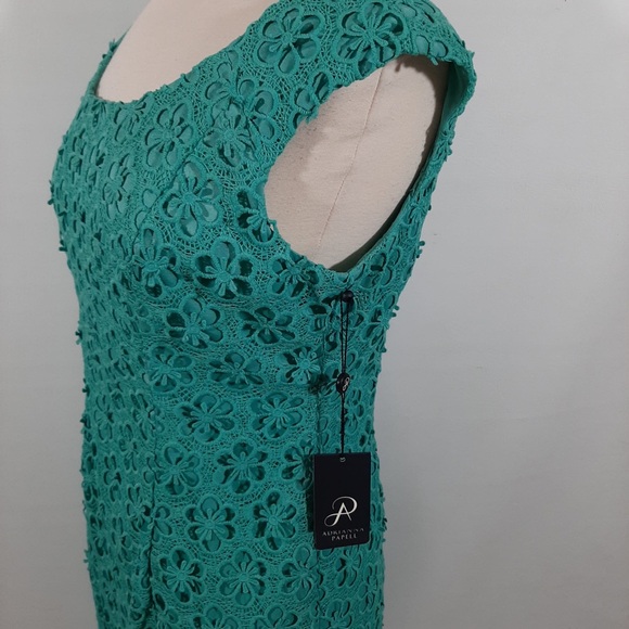 NWT Adriana Papell lace overlay turquoise blue dress 10 - Picture 12 of 15